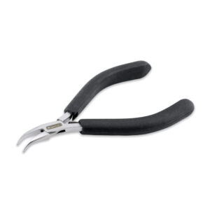 Designer Series Slim Bent Chain Nose Pliers, Black Vinyl-Free Grips, Stainless Steel, Box Joint, Double Leaf Springs, 5.75 in / 14.6 cm