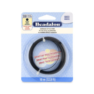 German Style Wire, Round, Hematite Color, 22 gauge .64 mm / .025 in, 10 m / 32.8 ft