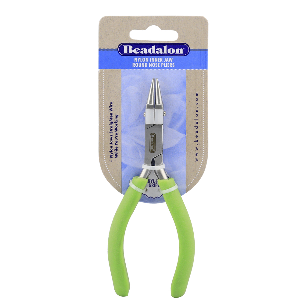Professional Series Nylon Inner Jaw Round Nose Pliers, Lime Green Vinyl-Free Grips, Stainless Steel, Box Joint, Double Leaf Springs, 5.75 in / 14.6 cm - Image 3