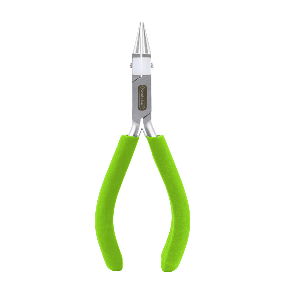 Professional Series Nylon Inner Jaw Round Nose Pliers, Lime Green Vinyl-Free Grips, Stainless Steel, Box Joint, Double Leaf Springs, 5.75 in / 14.6 cm - Image 4