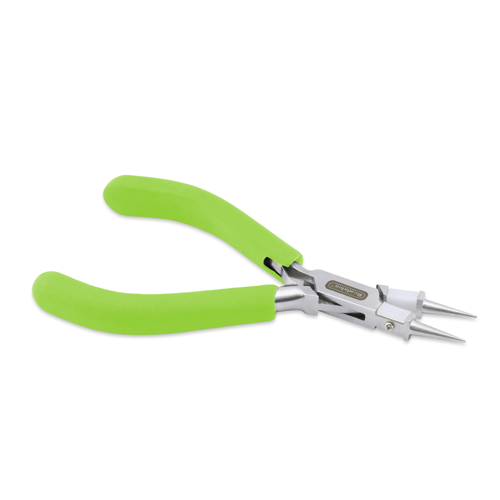 Professional Series Nylon Inner Jaw Round Nose Pliers, Lime Green Vinyl-Free Grips, Stainless Steel, Box Joint, Double Leaf Springs, 5.75 in / 14.6 cm - Image 2