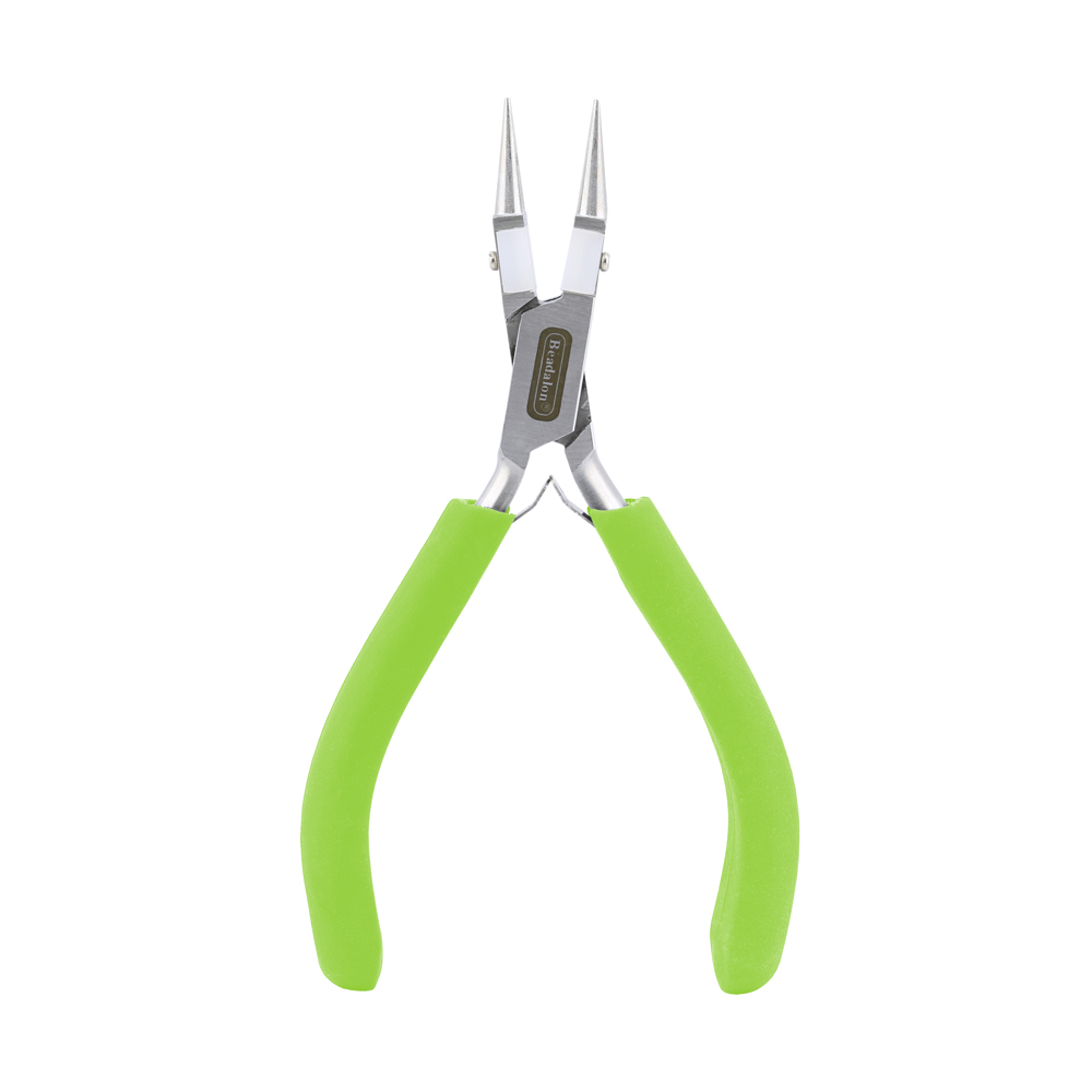 Professional Series Nylon Inner Jaw Round Nose Pliers, Lime Green Vinyl-Free Grips, Stainless Steel, Box Joint, Double Leaf Springs, 5.75 in / 14.6 cm - Image 6