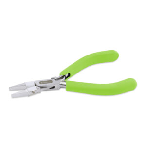 Professional Series Nylon Inner Jaw Flat Nose Pliers, Lime Green Vinyl-Free Grips, Stainless Steel, Box Joint, Double Leaf Springs, 5.75 in / 14.6 cm