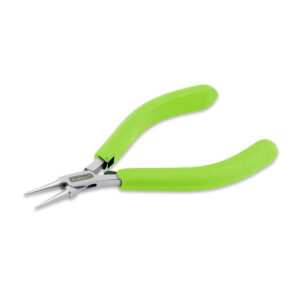 Designer Series Slim Round Nose Pliers, Lime Green Vinyl-Free Grips, Stainless Steel, Box Joint, Double Leaf Springs, 5.75 in / 14.6 cm