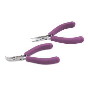 Artistic Wire Chain Maille Tool Kit, Purple Vinyl-Free Grips, Chain Nose and Bent Chain Nose Pliers, 4.625 in / 11.7 cm each, 2 pc
