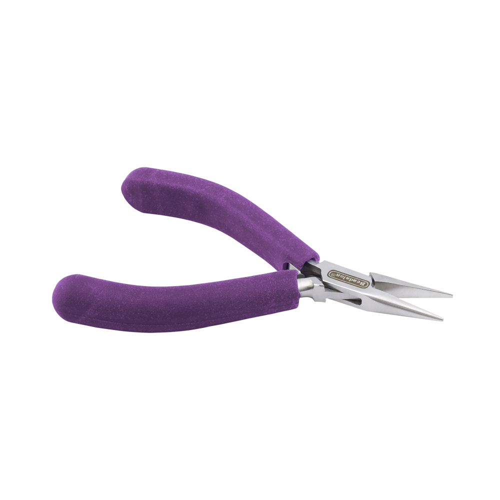 Designer Series Chain Nose Pliers, Purple Vinyl-Free Grips, Stainless Steel, Box Joint, Double Leaf Springs, 4.75 in / 12 cm - Image 3