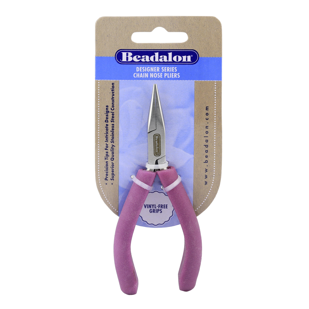 Designer Series Chain Nose Pliers, Purple Vinyl-Free Grips, Stainless Steel, Box Joint, Double Leaf Springs, 4.75 in / 12 cm - Image 2