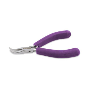Designer Series Bent Chain Nose Pliers, Purple Vinyl-Free Grips, Stainless Steel, Box Joint, Double Leaf Springs, 4.75 in / 12 cm