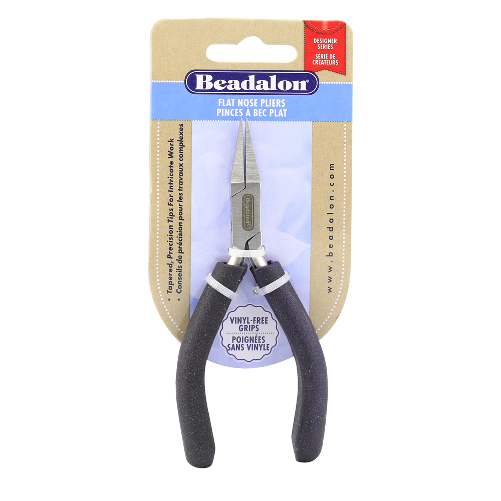 Designer Series Flat Nose Pliers, Dark Blue Vinyl-Free Grips, Stainless Steel, Box Joint, Double Leaf Springs, 4.75 in / 12 cm - Image 3