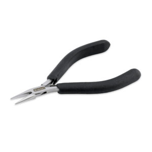 Designer Series Slim Chain Nose Pliers, Black Vinyl-Free Grips, Stainless Steel, Box Joint, Double Leaf Springs, 5.75 in / 14.6 cm
