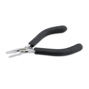 Designer Series Slim Flat Nose Pliers, Black Vinyl-Free Grips, Stainless Steel, Box Joint, Double Leaf Springs, 5.75 in / 14.6 cm