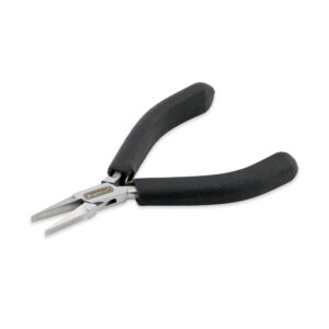 Designer Series Flat Nose Pliers, Black Vinyl-Free Grips, Stainless Steel, Box Joint, Double Leaf Springs, 4.75 in / 12 cm