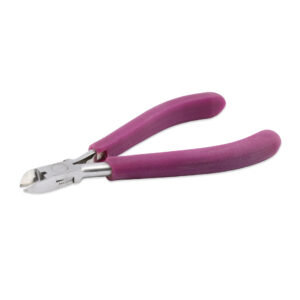 Professional Series Tungsten Carbide Jaw Hard Wire Semi-Flush Cutter, Purple Vinyl-Free Grips, Stainless Steel, cuts all diameters of Memory Wire, 5.75 in / 14.6 cm