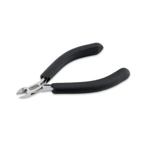 Designer Series Slim Semi-Flush Cutter, Black Vinyl-Free Grips, Stainless Steel, Box Joint, Double Leaf Springs, 5.75 in / 14.6 cm