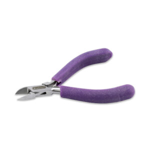 Designer Series Artistic Wire Glimmer Semi-Flush Cutter, Lavender Speckle Vinyl-Free Grips, Stainless Steel, Box Joint, Double Leaf Springs, 4.75 in / 12 cm
