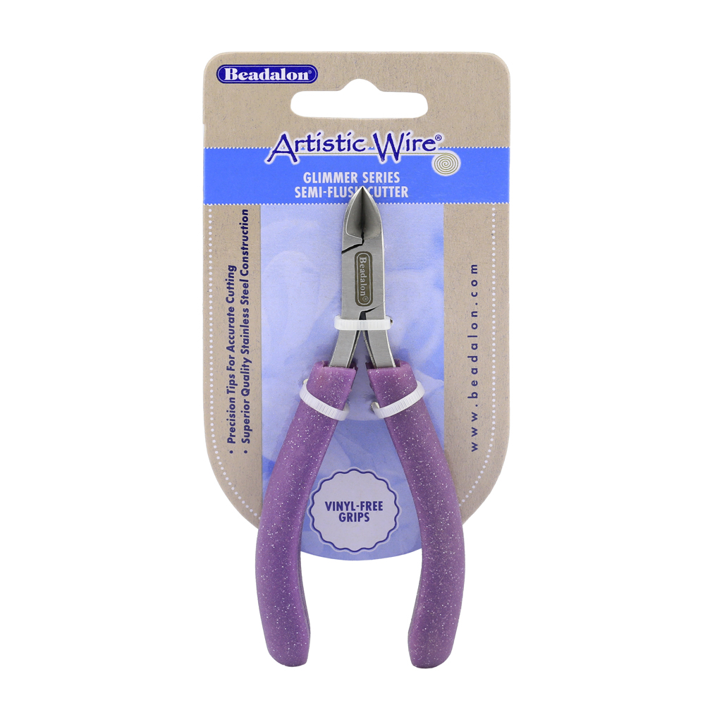 Designer Series Artistic Wire Glimmer Semi-Flush Cutter, Lavender Speckle Vinyl-Free Grips, Stainless Steel, Box Joint, Double Leaf Springs, 4.75 in / 12 cm - Image 2