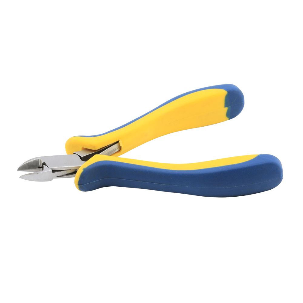 Designer Series Ergo Semi-Flush Cutter, Yellow & Blue Vinyl Free Grips, Stainless Steel Box Joint, 5.25 in / 13.3 cm