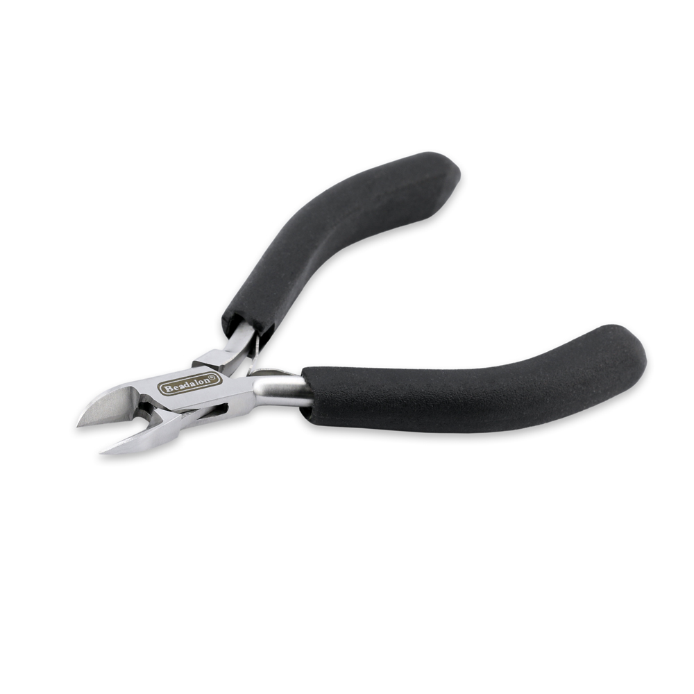 Designer Series Semi-Flush Cutter, Black Vinyl-Free Grips, Stainless Steel, Box Joint, Double Leaf Springs, 4.75 in / 12 cm