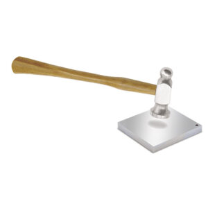 Steel Bench Block, Chrome Plated, 1.875 in x 1.875 in / 47.60 mm x 47.60 mm, Square, with Hammer