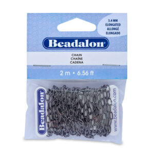 Chain, 3.4 mm / .236 in Elongated, Hematite Color, 2 m / 6.56 ft
