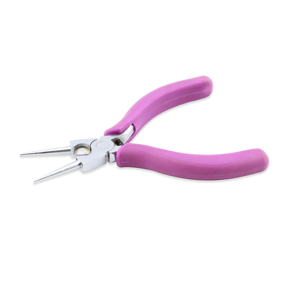 Econo Series Artistic Wire Round Nose Pliers, Purple Two-Tone Vinyl-Free Grips, Steel Lap Joint, Single Coil Spring, 5.75 in / 14.6 cm