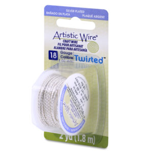 Artistic Wire, 18 Gauge / 1.0 mm Silver Plated Tarnish Resistant Colored Copper Craft Wire, Round Twist, Tarnish Resistant Silver, 2 yd / 1.82 m