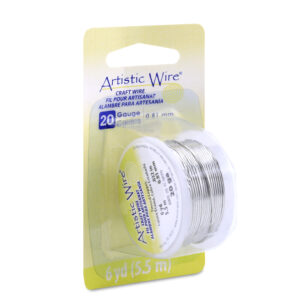 Artistic Wire, 20 Gauge / .81 mm Tarnish Resistant Tinned Copper Craft Wire, Silver Color, 6 yd / 5.5 m