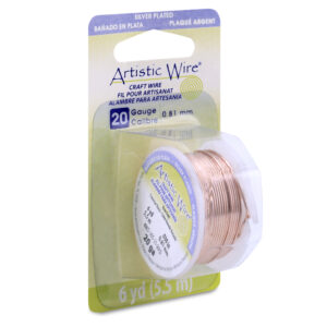 Artistic Wire, 20 Gauge / .81 mm Silver Plated Tarnish Resistant Colored Copper Craft Wire, Rose Gold Color, 6 yd / 5.5 m