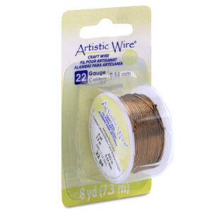 Artistic Wire, 22 Gauge / .64 mm Tarnish Resistant Colored Copper Craft Wire, Antique Brass Color, 8 yd / 7.3 m