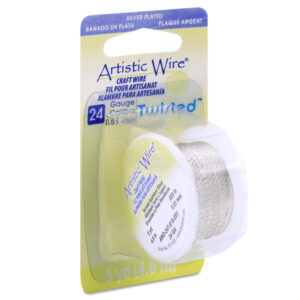 Artistic Wire, 24 Gauge / .51 mm Silver Plated Tarnish Resistant Colored Copper Craft Wire, Round Twist, Tarnish Resistant Silver, 5 yd / 4.57 m\