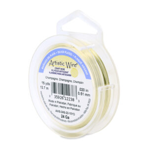 Artistic Wire, 24 Gauge / .51 mm Silver Plated Tarnish Resistant Colored Copper Craft Wire, Champagne, 15 yd / 13.7 m