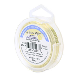 Artistic Wire, 26 Gauge / .41 mm Silver Plated Tarnish Resistant Colored Copper Craft Wire, Champagne, 30 yd / 27.4 m