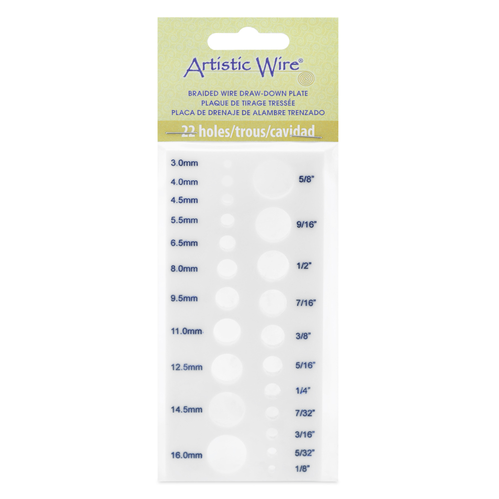 Artistic Wire Acrylic Draw Plate 22 Holes, Diameters: / 16, 14.5, 12.5, 11, 9.5, 8, 6.5, 5.5, 4.5, 4,3 mm - 5/8, 9/16, 1/2, 7/16, 3/8, 5/16, 1/4, 7 in - Image 3