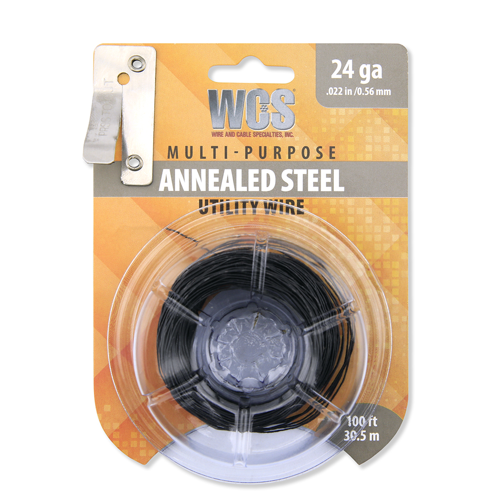 Dark Annealed Steel Utility Wire, 24 Gauge SWG, .022 in / 0.559 mm, 100 ft / 30.5 m Dispenser